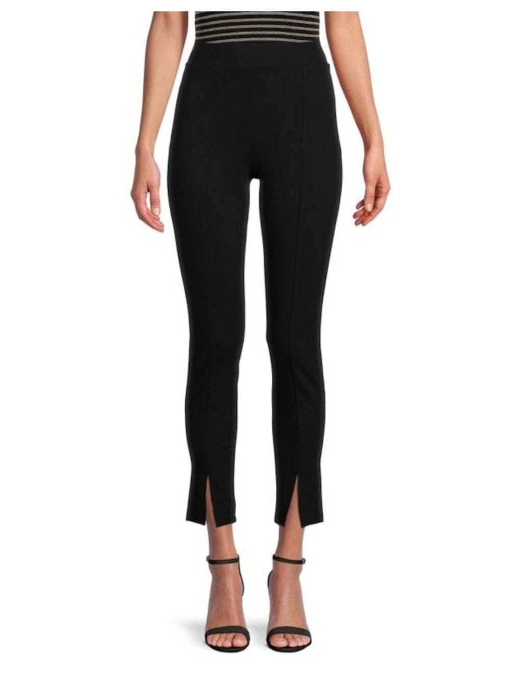 High Rise Work Pants Split Hem Ponte Leggings Black S (4-6) NWT